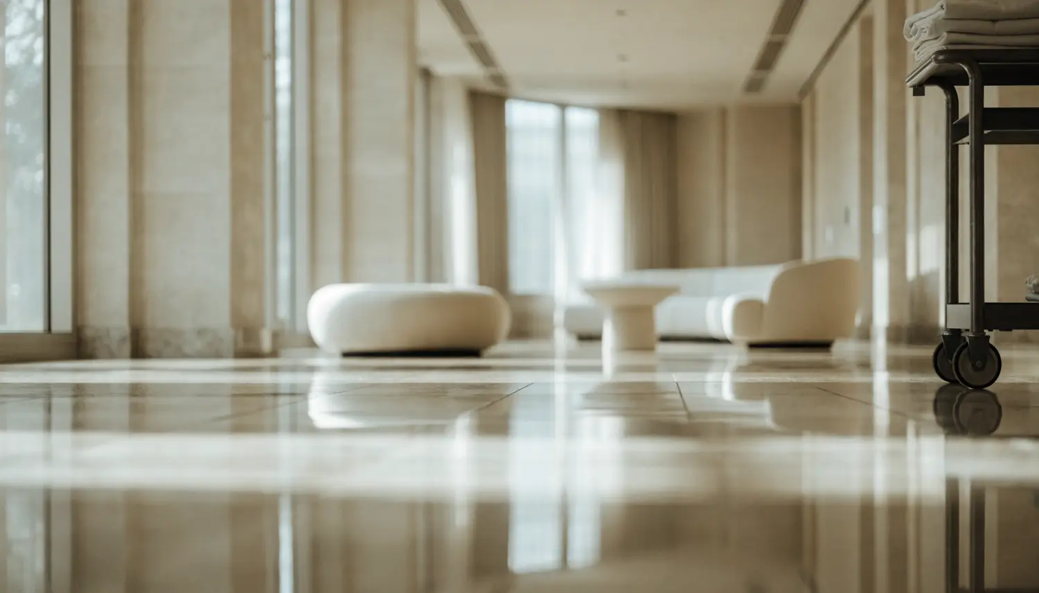 Hotel lobby maintained to standard